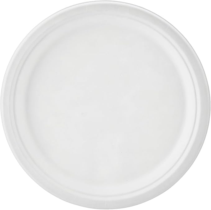 [150-Pack 10 Inch Paper Plates, Heavy Duty Disposable Party Plates Sugarcane Bagasse, White Unbleached 10" Dinner Paper Plate