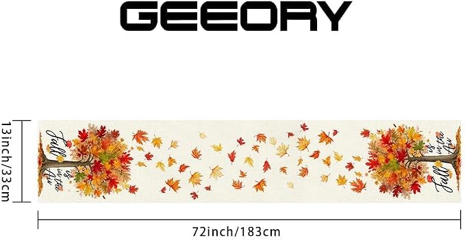 Fall Table Runner 13 x 72 Inch, Maple Leaves Autumn Farmhouse Decor - Image 9