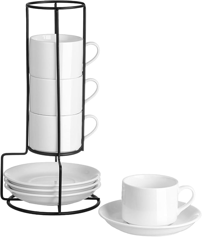 Espresso Cups Set of 4, 4oz Stackable Coffee Cups by MEICHU