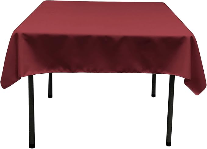 LA Linen Polyester Poplin Washable Square Tablecloth, Stain and Wrinkle Resistant Table Cover 58x58, Fabric Table Cloth for Dinning, Kitchen, Party, Holiday 58 by 58-Inch, Cranberry