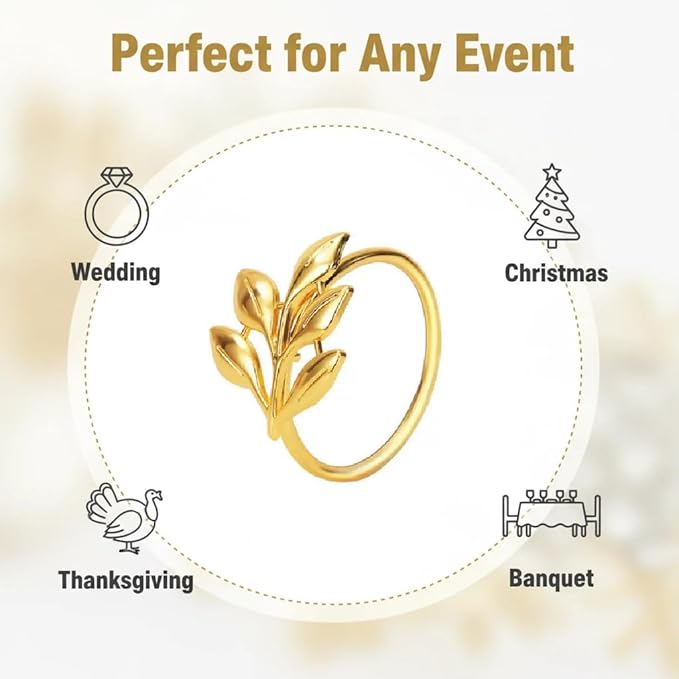 100 Pcs Gold Napkin Rings Bulk Delicate Napkin Holder for Dining Wedding Party Banquet Table Decroration Christmas and Daily Use