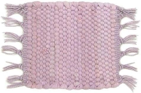 PILLOWPIA Handcrafted Chindi Rag Rug Coaster – 100% Cotton, Handwoven, Colorful & Eco-Friendly | Boho Style Drink Mat for Home, Kitchen, or Table Décor - Lilac
