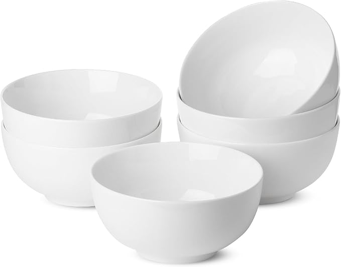 Brew To A Tea BTaT- White Bowls Set of 6, 16 oz, White Cereal Bowls Set of 6, Christmas Gifts