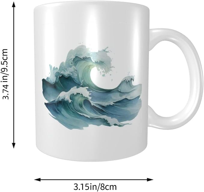 Minimal Style Sea Waves Ceramic Cup, Elegant Coffee Mug Tee Drinkware Water Cup - Image 5