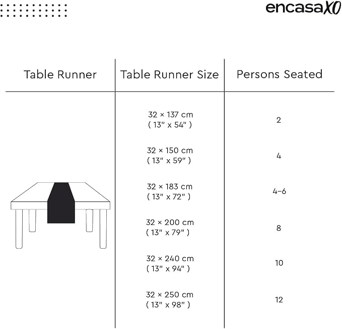 Encasa XO Table Runner, Yarn Dyed Ribbed Cotton 13"x98" | Solid Black, 12-Ply - Image 7
