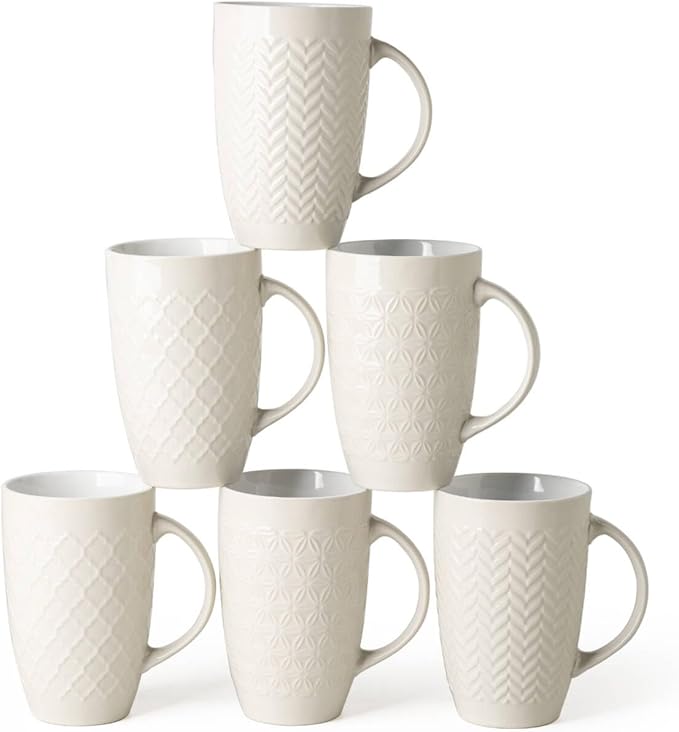 AmorArc 20 oz Large Coffee Mugs Set of 6, Tall Ceramic Coffee Cups-Beige | 3 by AmorArc
