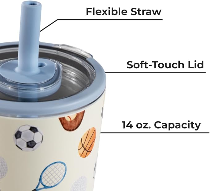 HydroJug Everyday Tumbler 14 oz – Ceramic-Lined Insulated Tumbler with Straw and Soft-Touch Lid, Cup Holder Friendly, Double-Wall Vacuum Insulation, Reusable Travel Cup – Sports