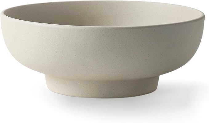 Stoneware Fruit Bowl for Kitchen Counter,Large Ceramic Decorative Bowls for Home Decor,Entryway Pedestal Bowl for Keys- 10.5Inch (Greige)