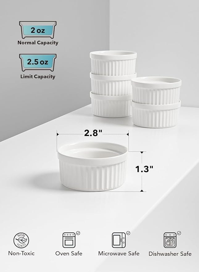 LE TAUCI Sauce Cups 2 OZ, Small Dipping Bowls, Mini Ceramic Ramekins Souffle - Image 5
