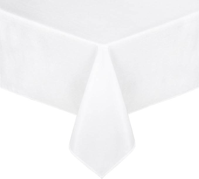 JIUZHEN Faux Linen Farmhouse Tablecloth Rectangular, Wrinkle Stain Resistant Table Cloth Rectangle Table Cover for Kitchen Dining, Holiday Party Dinner, White, 70 x 140 Inch