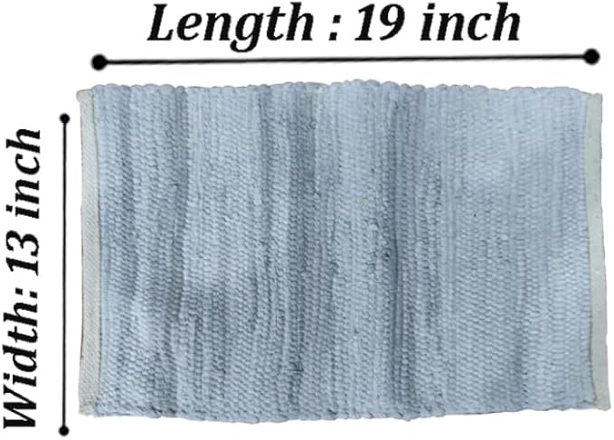 Perilla Home Natural Chindi Jute Placemats Set of 4 Vintage Boho 13x19 Inch Grey Rectangle Table Mats for Kitchen Dining Room Home Decor Banquets Family Gathering Rustic Cotton Stripe Washable Mat