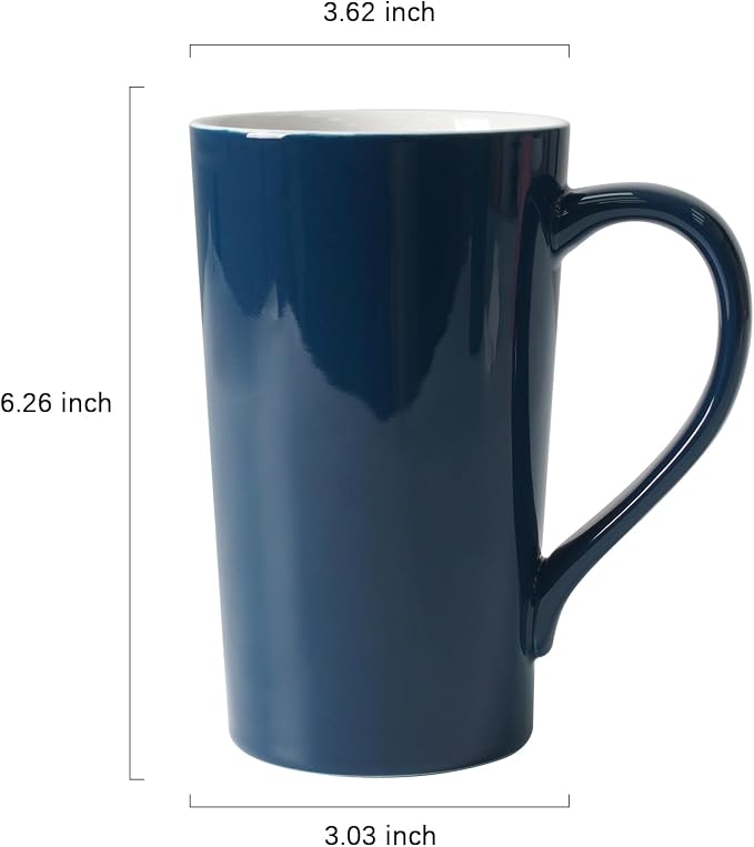 20 OZ Simple Pure Blue Mug Plain Large Tall Ceramic Milk Tea Coffee Mug - Image 2