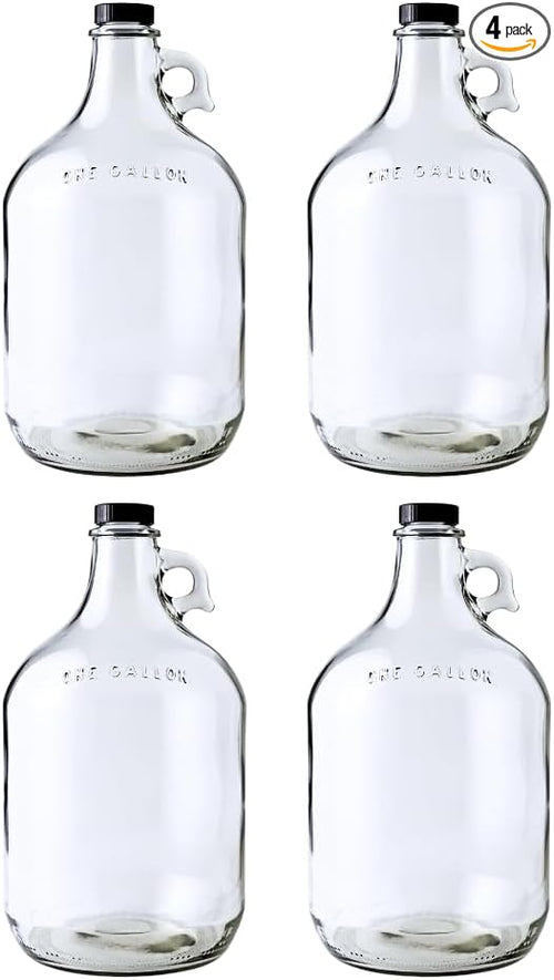 1 Gallon Glass Jug 4 Pack with Polyseal Caps | 128 oz | Laundry container | by Unknown