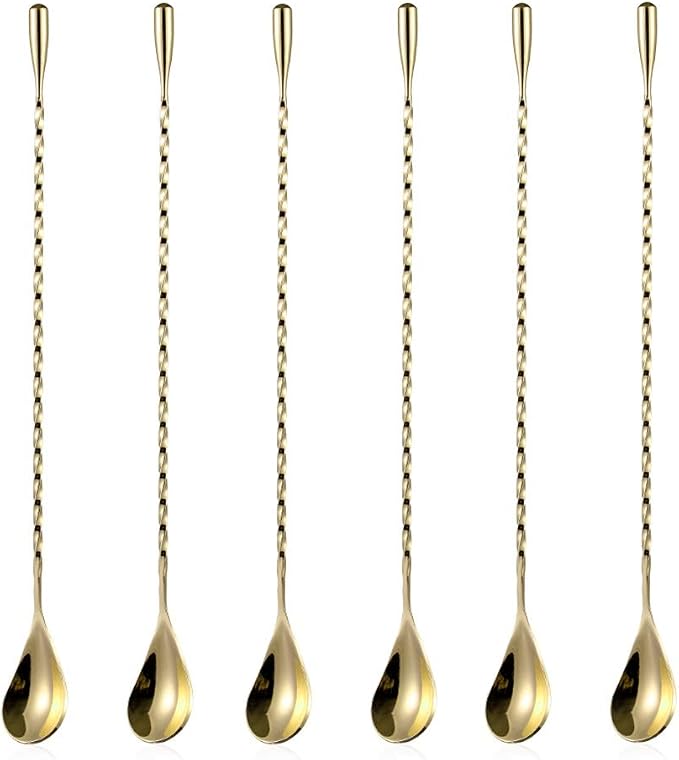 6 Pcs 12 Inch Bar Mixing Spoon Cocktail Spoon Stainless Steel Bar Long Spoon by SZLFSX