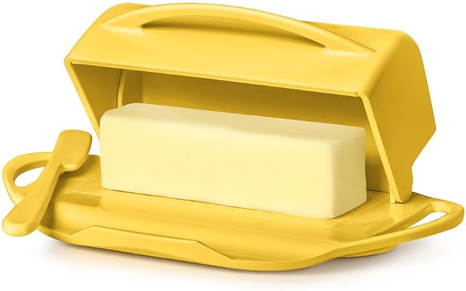 Flip Top Butter Dish with Attached Lid & Matching Knife - Image 4