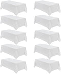 VidaFete Table Cloth 90 * 132inch 10 Pack Rectangle Tablecloth Polyester, Stain Wrinkle Resistant Polyester Dining Table Cover for Kitchen Dinning Party Wedding Rectangular Tabletop Decoration(White)