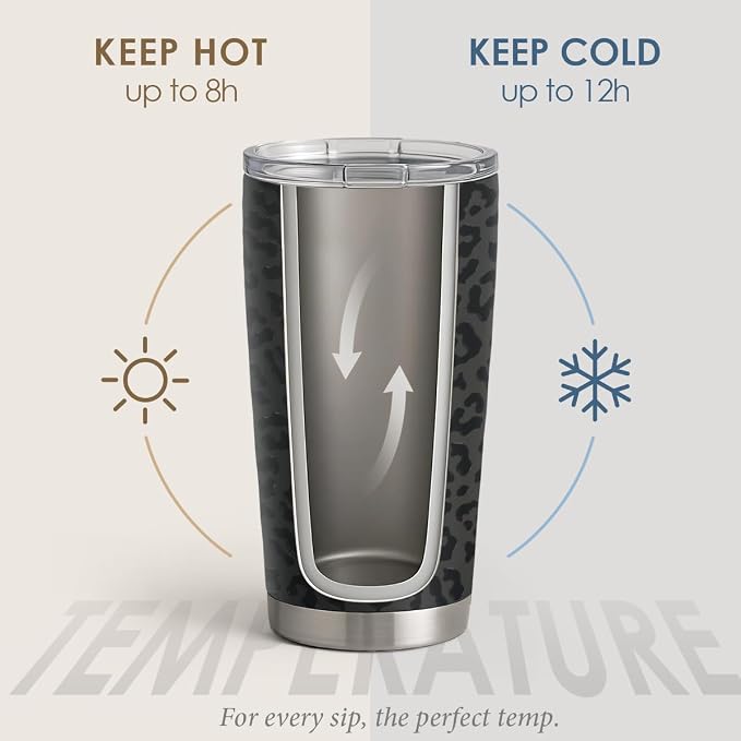 SANDJEST Leopard Print Tumbler 20oz Stainless Steel Insulated, Bow Gifts - Image 3