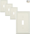 4-Pack Single Toggle Light Switch Cover Plate, Pearls Decorative Switch Plate Covers, Light Almond 1 Gang Metal Wall Plate, Corrosion Resistant