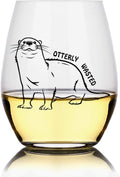 Perfectinsoy Otterly Wasted 15 oz Stemless Wine Glass, Transparent, Funny Otter by Perfectinsoy