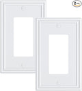 2-Pack Decorator Outlet Cover Plate, White Decorative Switch Plates and Outlet Covers, Durable Zinc Alloy Wall Plates for Electrical Outlets, Receptacle, GFCI Outlet, Dimmer Switch