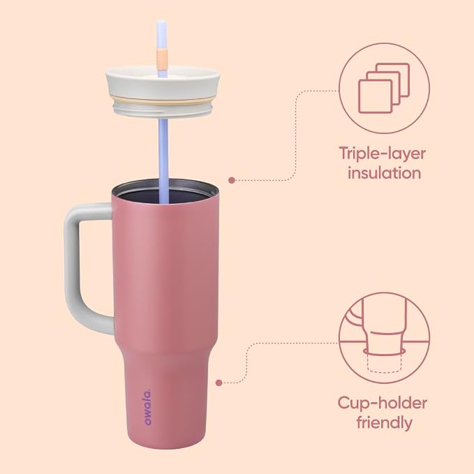 Owala Tumbler Stainless Steel Water Bottle 40 oz Yoga Rose | 2-in-1 Sip-or-Swig - Image 2
