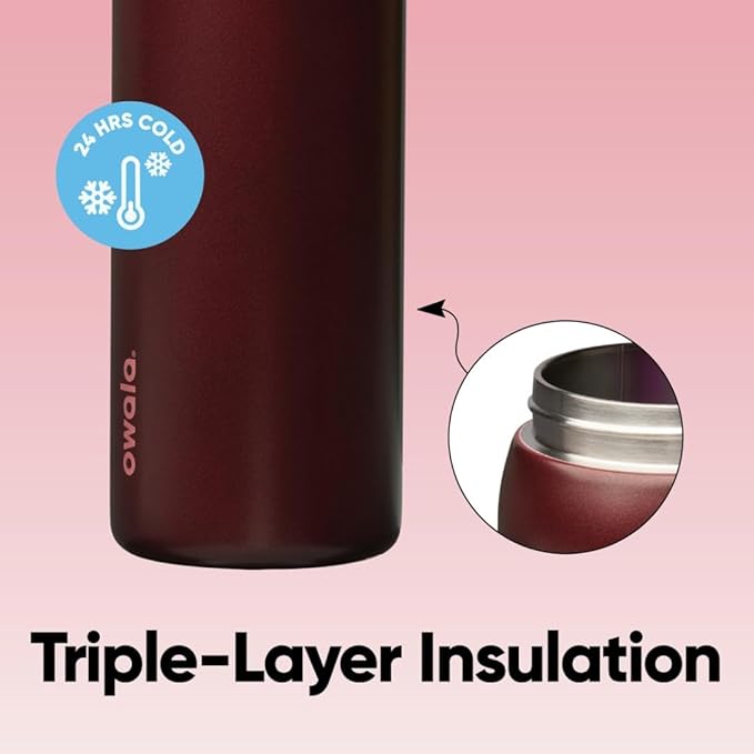 Owala FreeSip Stainless Steel Water Bottle 32 oz Black Cherry - Image 4