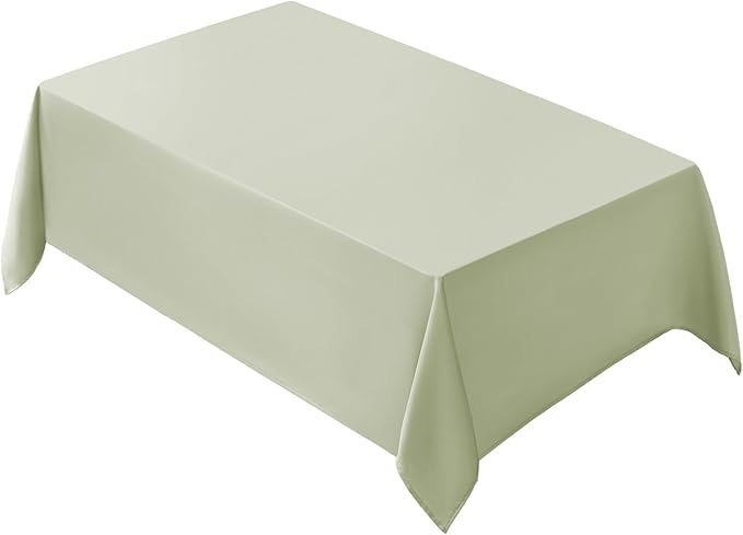VidaFete 1 Pack Tablecloth 90 * 156inch Rectangle Table Cloth Polyester, Stain Wrinkle Resistant Polyester Dining Table Cover for Kitchen Dinning Party Wedding Tabletop Buffet Decoration(Sagegreen)