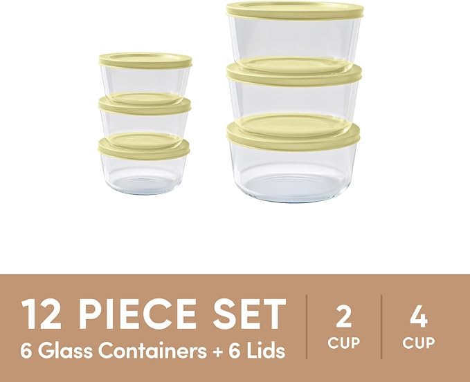 12-Piece Glass Food Storage Containers Set | 2-Cup & 4-Cup, Leakproof | - Image 3