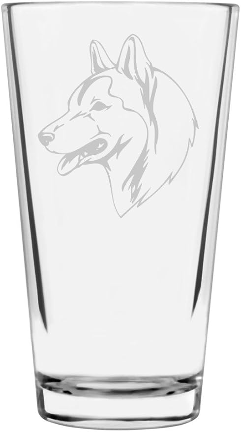 Greenland (Husky) Dog Themed Etched All Purpose 16oz Pint Glass