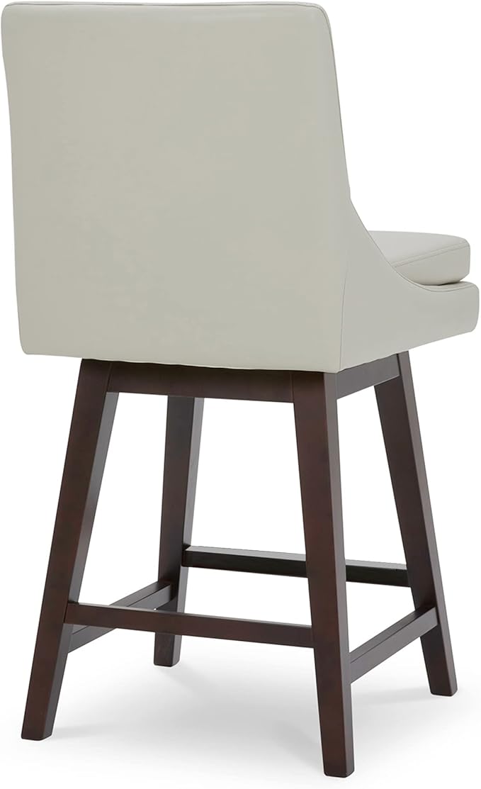 CHITA Counter Height Swivel Barstool, FSC Certified Upholstered Bar Stool, 26.8" H Seat Height, PU Leather in Creamy Gray