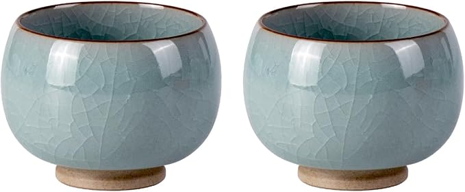 KAMMAK Japanese Tea Cups, 3.8 Oz Small Handmade Ceramic Teacups, Loose Leaf and by KAMMAK