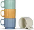 Stackable Coffee Mugs Set of 4, 7 OZ Ceramics Espresso Cups by SHOWFULL