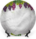 Decorative Plates, Vineyard Print Ornament, Leaves and Ripe Grapes, 10 Inch, Kitchen Wall Decor, Multicolor