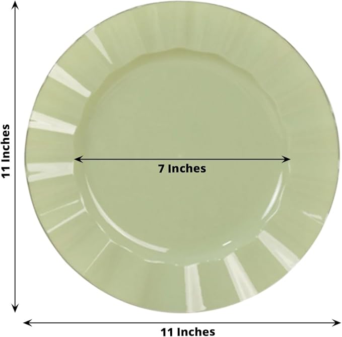 Efavormart 10 Pack | Sage Green 11" Round Plastic Dinner Plates, Disposable - Image 3