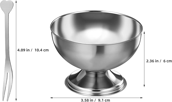 4 Pcs Stainless Steel Ice Cream Bowls Footed Dessert Cups for Sundae Parfait Yogurt Pudding Cake Salad Fruit Snacks Home Kitchen Use