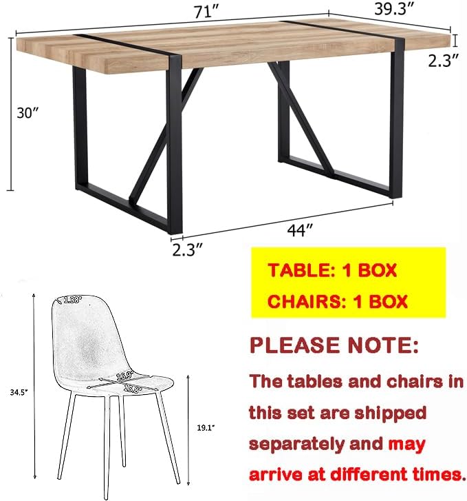 9 Piece Dining Table Set,Modern 71'' Rectangle Wood Kitchen Table and Fabric Dining Chairs Set of 8,Dining Table Set for 8,Ideal for Kitchen Dining Room