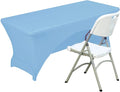 Spandex Table Cover 8 ft. Fitted Polyester Tablecloth Stretch Table Cover Table Topper Open Back - Lightblue