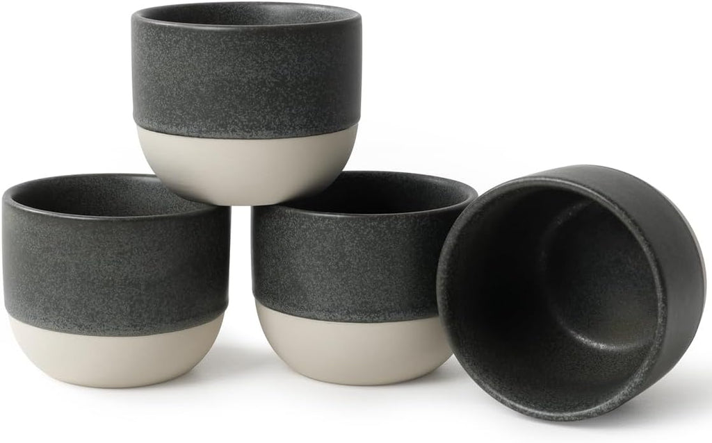 4oz Espresso Cups Set of 4, Ceramic Demitasse Coffee Cups by KERMANDO