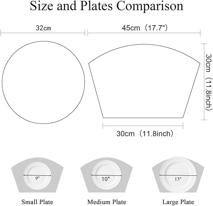 SHACOS Small Round Table Placemats Set of 5 Woven Vinyl Wedge Placemats with Centerpiece Round Table Mats Heat Resistant Wipe Clean (5, Green)