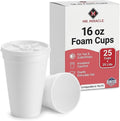 16 OZ Foam Cups With Lids for Hot & Cold Drinks, USA-Made 25-Pack.Ideal by MrMiracle