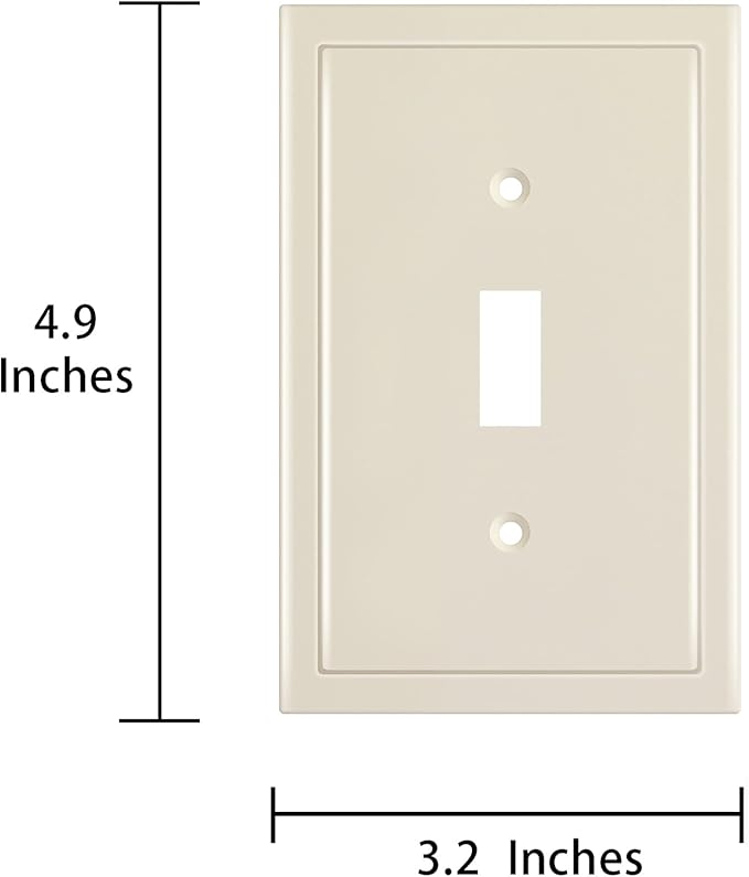 Henne Bery Modern Edge Decorative Wall Plate Switch Plate Outlet Cover, Durable Solid Zinc Alloy (Single Toggle 3PK, Light Almond)