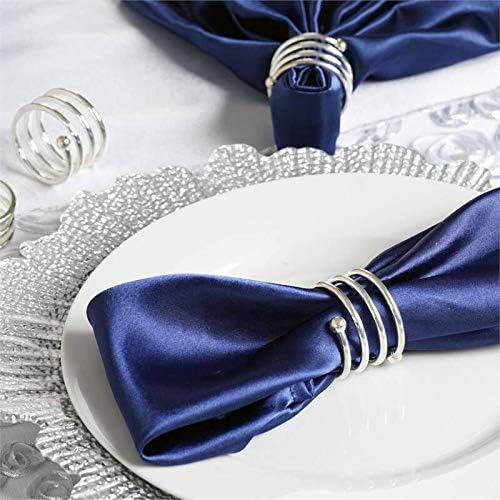 Silver Napkin Rings Set of 12,Christmas Napkin Rings Napkin Holders for Thanksgiving Weddings Family Gatherings Table Decorations (Spring Silver)