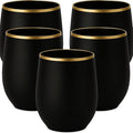 40 Pack Disposable Plastic Wine Glasses 12 oz Black Gold Rim Matte Cups | by Oojami