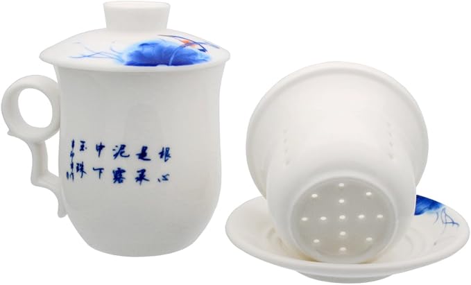 Porcelain Tea Cup with Infuser Lid and Saucer Sets - Image 6