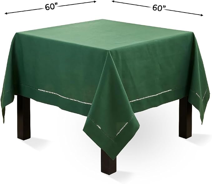 SARO LIFESTYLE Hemstitched Border Tablecloth, Jasper Green - Image 3