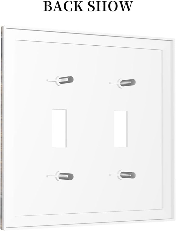 Decorative Light Switch Cover Rustic Barn Door Vintage Country Wood Board 2 Gang Wall Plate Double Toggle Switch Plate Receptacle Electrical Outlet Cover Switchplate for Farmhouse Cabin（2 Pack）
