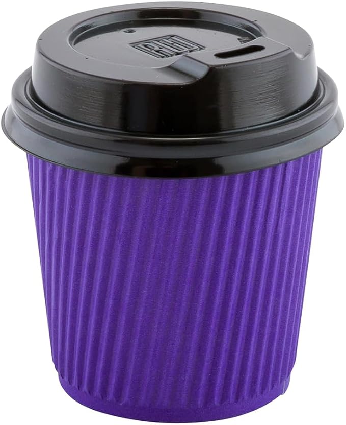 Restaurantware Ripple Wall Coffee Cups 500 Count 4 Ounce Insulated Royal Purple - Image 8