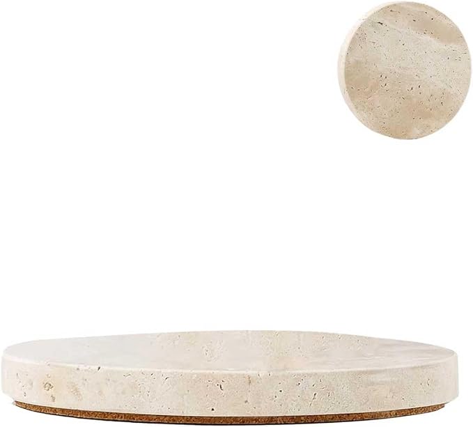 Single Natural Travertine Marble Coaster, Durable Non-Slip Cup Mat, Table by Unknown