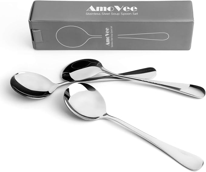 12 Piece Soup Spoons, High Grade Stainless Steel Soup Spoons, Dishwasher Safe - Image 5