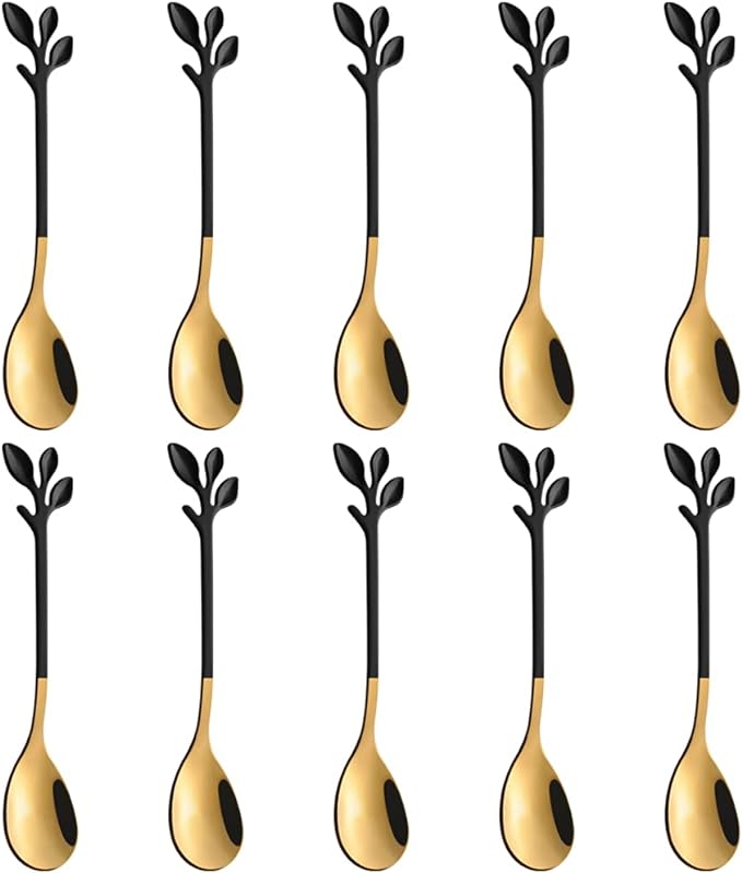AnSaw Black Swan Base With 10-Pcs Mini Leaf Coffee Spoon Holder Set - Image 4